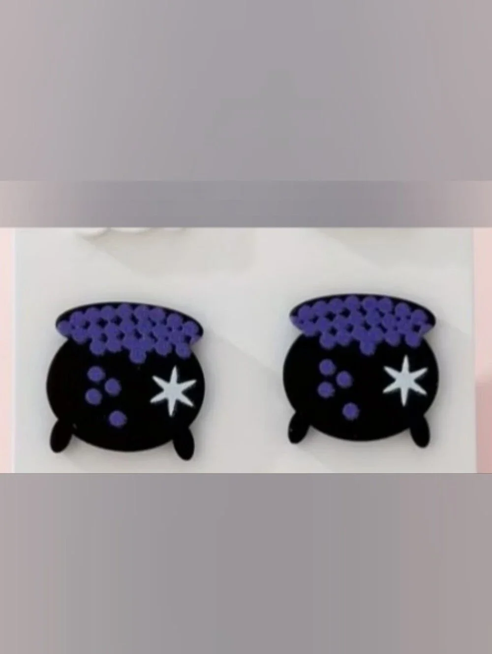 $8 Each Or Bundle 5/$20 Black and Purple Cauldron Stud Earrings